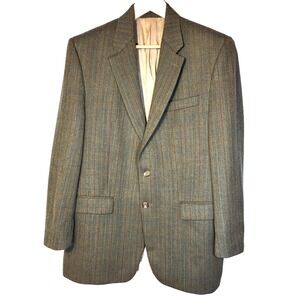 VTG Lauren Ralph Lauren Wool Herringbone Tweed Plaid Blazer Olive/Brown Size 41L